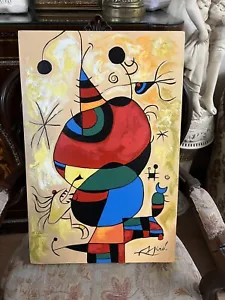 Joan Miró - Amazing Oil Canvas Painting - Surrealism Style - Signed - With Label - Picture 1 of 8
