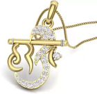 Chandrika Pearls  Hari Om Gold-Plated Cubic Zirconia Alloy Pendant