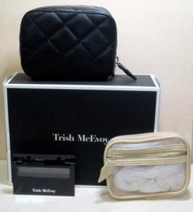 PLANIFICADOR DE MAQUILLAJE TRISH MCEVOY PETITE NEGRO CON ESTUCHE COMPACTO VACÍO Y BOLSA DE MALLA EN CAJA - Imagen 1 de 6