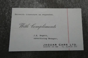 Jaguar Cars Coventry Paper Compliments Slip Car Automobilia - Picture 1 of 2