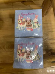 CUTE FRENCH BULLDOG EASTER PARTY NAPKINS 40 count dessert size NEW FRENCHIE - Picture 1 of 2
