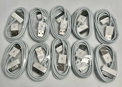 10 PACKS USB Data Sync Cable Cord Charger for iPhone 4 4G 4S 3GS iPod Nano Touch - Image 1 of 4