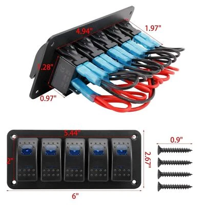 Interruptor balancim painel interruptor balancim 12V/24V 5 gangues interruptor alternador para carro trailer barco LED azul marinho - Imagem 1 de 4