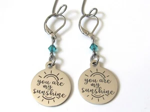 Pendientes You Are My Sunshine con piedra de nacimiento, hija - Imagen 1 de 4