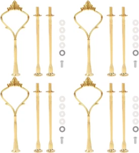 4 Sets of 3 Tier Cake Plate Stand Handle Hardware, 2 Styles Golden Tiered Fruit - Picture 1 of 12