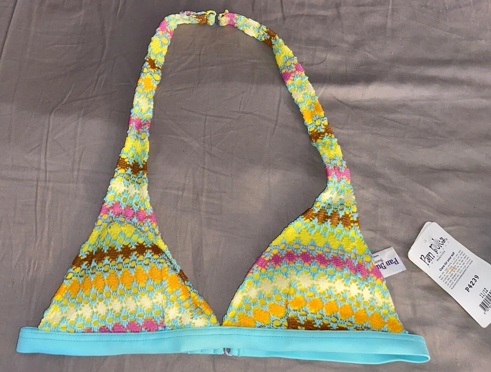 NWT Pan Dulce Vintage Crochet Banded Halter Swimsuit Bikini Top 11/12 (B8) - Image 1 of 2