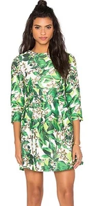 Blaque Label Women's Green Botanical Floral Mini Dress Tropical Boho Pockets  XS - Picture 1 of 14