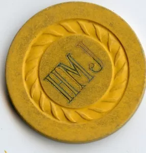 xUnidentified Casino Chips: (HMJ) Yellow - Picture 1 of 2