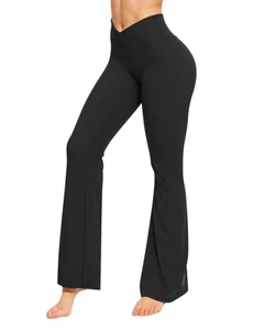Yoga Womens Butterleisure V Crossover Flare Leggings High Waisted Gym Dress B... - Picture 1 of 6