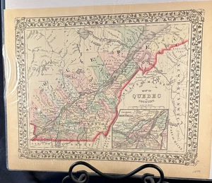 Antiguo mapa a color de Ontario de 1870 en condados de Canadá Mitchell - Imagen 1 de 11