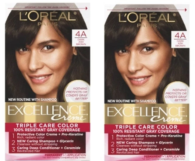 2 de L'Oreal Paris Excellence color de cabello crema 4A marrón ceniza oscuro Foto 1 de 1