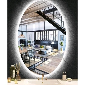 Ovaler LED Badspiegel 20" x 32" Antibeschlag dimmbar beleuchtet Kosmetikspiegel - Bild 1 von 5