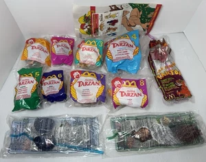 NEU McDonalds Happy Meal Spielzeug 1999 Disney Tarzan Komplettsatz 8 mit Strohhalmen + - Bild 1 von 10
