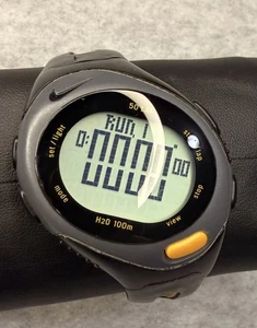 Orologio Y2K NIKE TRIAX SPEED 50 SUPER BOWERMAN Nero Giallo Grigio Running Timer - Foto 1 di 6