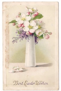 Best Easter Wishes, Flower Arrangement, Vintage Embossed Winsch Back Postcard - Picture 1 of 2