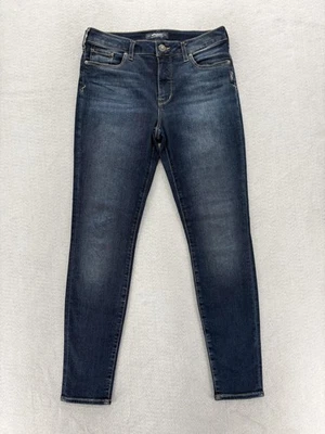 Pantalones de mezclilla plateados para mujer 29x29 lavado oscuro Bleecker ajustados elásticos grunge rock Foto 1 de 4