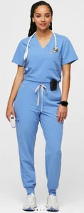 Figs Women's XS Tall High Waisted Zamora Jogger Scrub Pants Ceil Blue - Picture 1 of 8