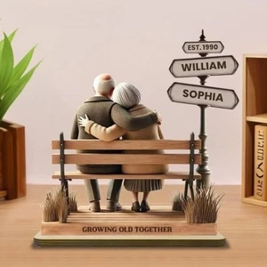 Personalized Growing Old Together Standing Wooden Plaque, Custom Chri stmas - Picture 1 of 15