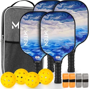 Pickleball Paddle Set USAPA Approved Fiberglass Rackets 4 Paddles Balls & Bag - Picture 1 of 11