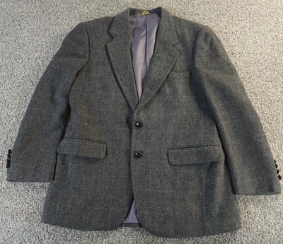 Blazer Abrigo Deportivo Chaqueta De Colección Oakton Para Hombres 42R Gris Espiga Tweed Lana Foto 1 de 4