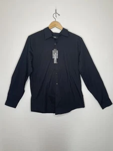 PAUL JONES Men's Fitted Business Casual Long Sleeve Dress Shirt Black Medium NWT - Picture 1 of 7
