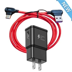90 DEGREE Right Angle USB Type C Fast Data Sync Charger LED Light Charging Cable - Picture 1 of 19