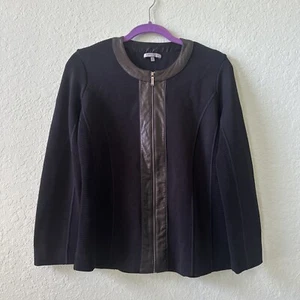Anne Klein Stylish Faux Leather Trim Jacket Size M - Picture 1 of 10