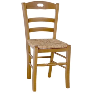 Silla Loris En Nogal Claro Con Asiento De Paja De Arroz - Imagen 1 de 5