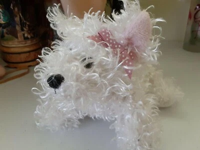 Ganz White Terrier Dog Plush HM106 Stuffed Animal with Pink Bow 8" EUC No Code - Image 1 of 4