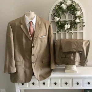 RALPH LAUREN BLUE LABEL 3 Btn 100% Wolle 2-teiliger Anzug 46R 44X28. Lt Brown Nailhead - Bild 1 von 8