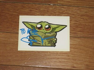 The Madalorian JOHN ROSENGRANT Signed Topps Card BABY YODA 'TO MIKE" AUTOGRAPH 