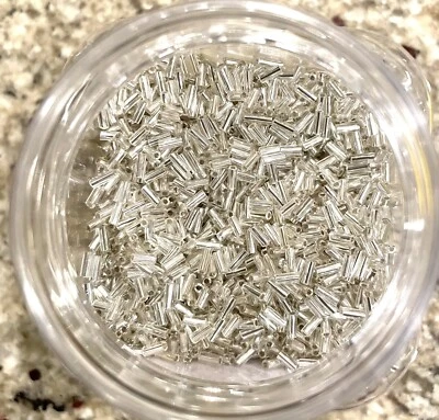 4mm Silver Czech Glass Tube Seed Bugle Beads Jewellery 5g - Image 1 of 2