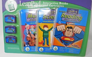 Vtg Leap Frog LeapPad Interactive Books Cartridges Leap 2 Superman Science Music - Picture 1 of 2
