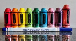 BRAND NEW KIDS CRAYONS COLORFUL CERAMIC MENORAH CHANUKAH EXPRESS by RITE LIGHT - Picture 1 of 12