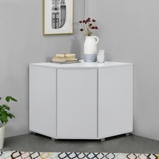 [en.casa] Eckschrank Eckkommode Wohnzimmerschrank Büroschrank Schrank Weiß