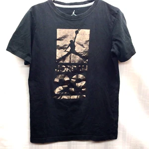 Jordan 23 Metallic Screen Print T Shirt Black Short Sleeve Youth SZ L 12/13 YRS - Picture 1 of 7