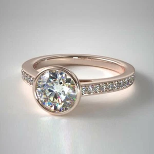 IGI 1.44 ct Round cut Lab Grown Diamond Wedding Ring 14K Rose Gold - Picture 1 of 7