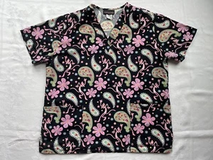 Blusa Médica Pink Panther Para Mujer Bolsillos Grandes Manga Corta Cachemira Floral Hecha en EE. UU. - Imagen 1 de 8