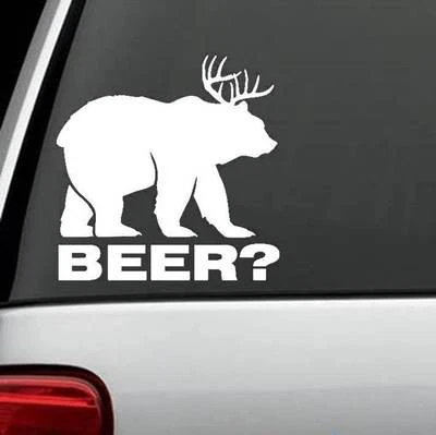 BLUEGRASS DECALS Beer Bear Deer Hunting Rack Decal Sticker Laptop Surface SUV Boat Trailer