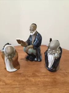 Vintage Chinese Glazed MUDMAN Figurine Art Pottery Collection - Picture 1 of 15