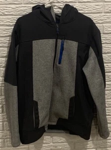Men’s CB Heavy Zip Up Hooded Jacket Size XL, Polyester, Pockets, Light/Dark Gray - Picture 1 of 7