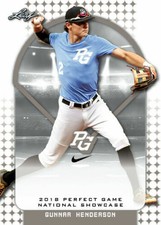 GUNNAR HENDERSON 2018 LEAF PERFECT GAME "Black" PARALLEL ROOKIE CARD! LTD 45! 