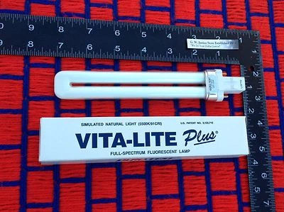 VITA-LITE FULL SPECTRUM NATURAL Duro-Test 13w light bulb 2 pin 5500K 91 CRI NEW - Image 1 of 4