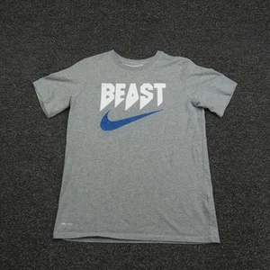 Nike Shirt Boys Extra Large Gray Dri-Fit Beast Swoosh Logo Athletic Tee Workout - Picture 1 of 9