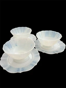 3 Sets Kompotte und 6" Teller in American Sweetheart Monax durchscheinend weiß - Bild 1 von 8