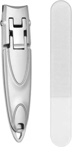 Ultra-Thin Nail Clippers Set with Transparent Box.Stainless Steel Silver - Picture 1 of 9