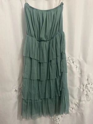 Gorgeous Sage Green, Tulle, Layered, Strapless Dress.  So Feminine! - Image 1 of 4