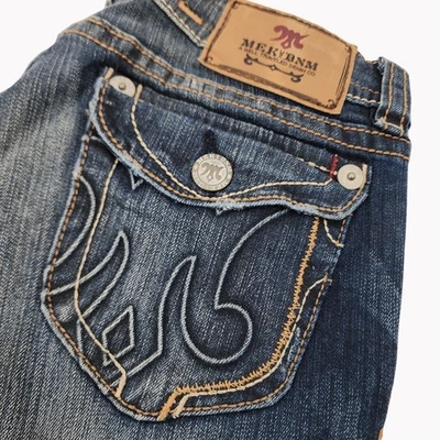 Pantalones de mezclilla MEK para mujer talla 29x30 Noida ajustados corte boot azul desgastado denim Foto 1 de 4