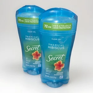 2pk 2.6 Oz Secret Clear Gel Tropical Hibiscus, Antiperspirant  72hr Breathable - Picture 1 of 5