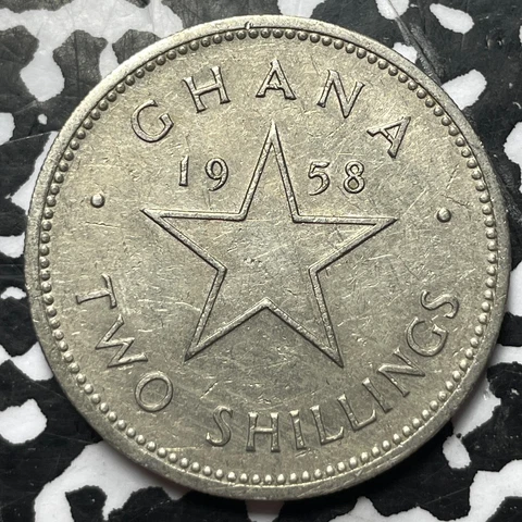 1958 Ghana 2 Shillings (34 Available) (1 Coin Only) Cover